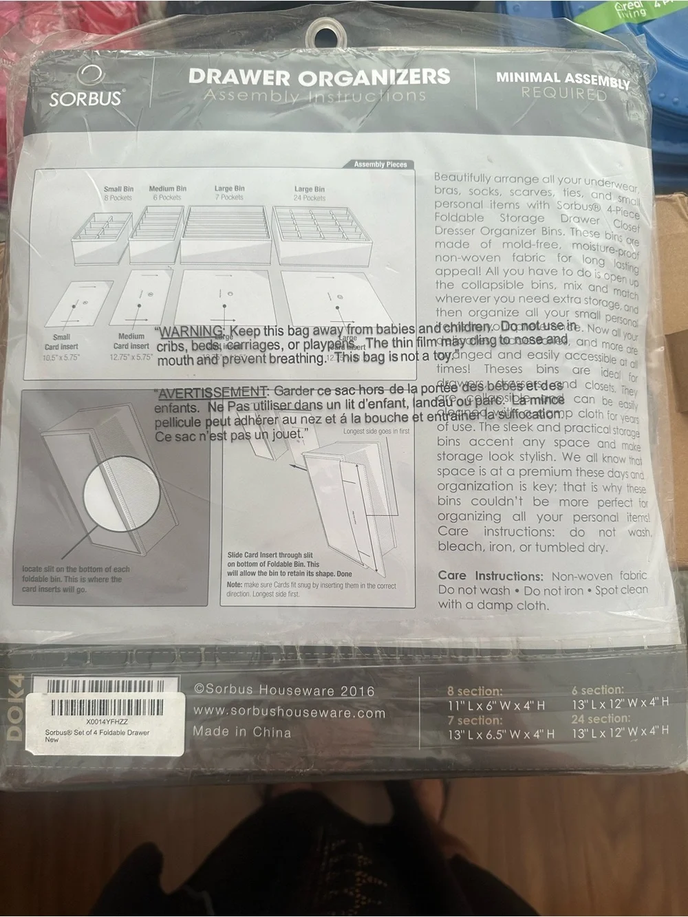 4-Piece Foldable Drawer Organizers